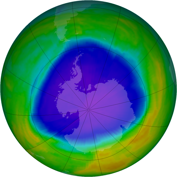 Antarctic ozone map for 15 October 1999